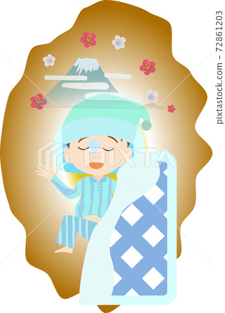 Illustration of a boy having an auspicious first dream (Mt. Fuji) Illustration of a boy having an auspicious first dream (Mt. Fuji) 72861203