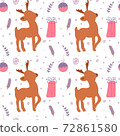 Christmas minimalistic seamless pattern with reindeer, present and ball. Vector illustration with winter motif 72861580