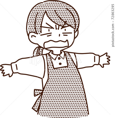 家庭主婦/女幼兒園老師單色漫畫風格 家庭主婦/女幼兒園老師單色漫畫風格 72863295