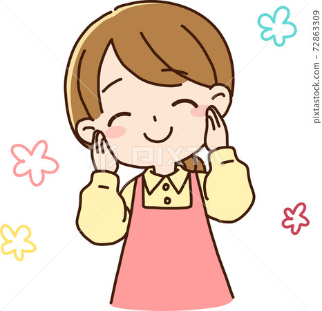 Housewife / female nursery teacher with a happy expression 72863309