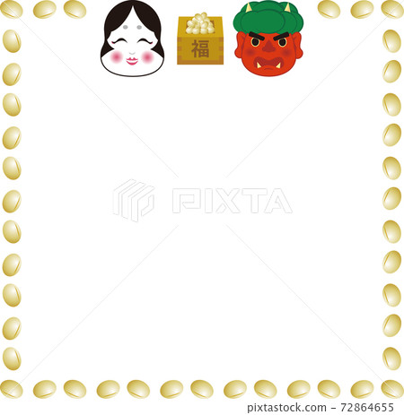 Spring February Setsubun Bean Maki Otafuku Oni Frame Copy Space Illustration Material Spring February Setsubun Bean Maki Otafuku Oni Frame Copy Space Illustration Material 72864655