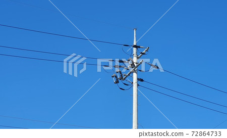 Electric poles with electric lines along the roads in Korea~ Electric poles with electric lines along the roads in Korea~ 72864733