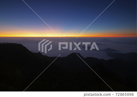 sea fog on the mountain hills sea fog on the mountain hills 72865098