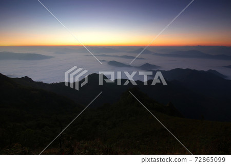 sea fog on the mountain hills sea fog on the mountain hills 72865099