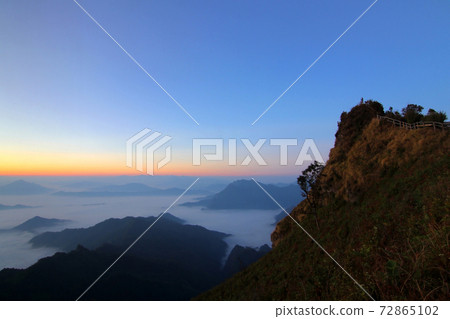 sea fog on the mountain hills sea fog on the mountain hills 72865102