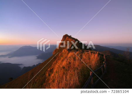 sea fog on the mountain hills sea fog on the mountain hills 72865104