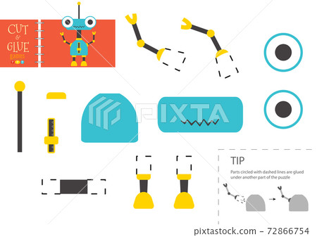Cut and glue paper toy. Vector robot character for educational activity Cut and glue paper toy. Vector robot character for educational activity 72866754
