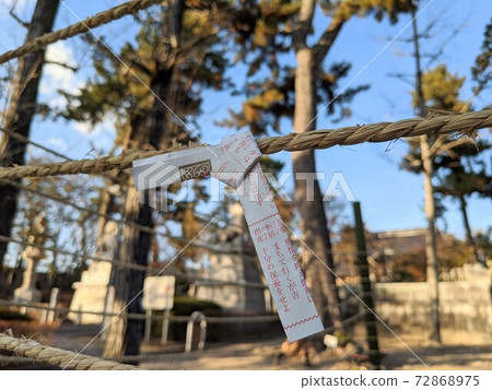 Omikuji fortuned at the shrine 72868975