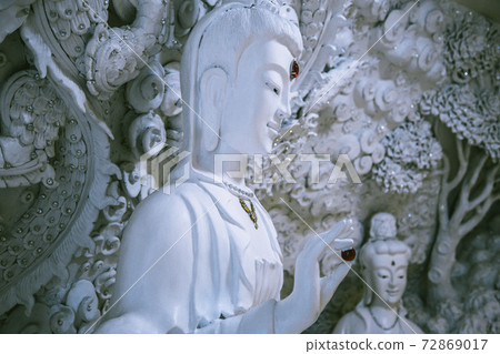 Wat Huay Pla Kang, white big buddha and dragons in Chiang Rai, Chiang Mai province, Thailand Wat Huay Pla Kang, white big buddha and dragons in Chiang Rai, Chiang Mai province, Thailand 72869017