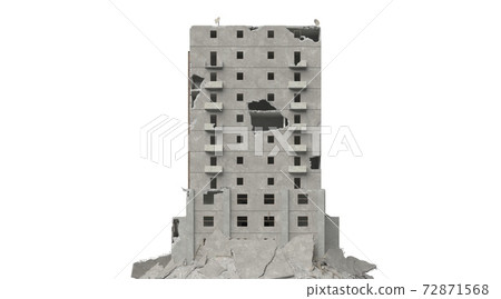 Ruined building isolated on white 3d illustration 72871568