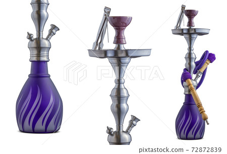 colorfull isolated water pipe or hookah. Set of traditional shisha colorfull isolated water pipe or hookah. Set of traditional shisha 72872839
