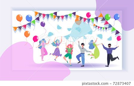 Concept of ending pandemic. People celebrate the end of quarantine, throw masks in the air. coronavirus epidemic covid-19. Banner. Ending quarantine. Quarantine canceled. Concept of ending pandemic. People celebrate the end of quarantine, throw masks in the air. coronavirus epidemic covid-19. Banner. Ending quarantine. Quarantine canceled. 72873407
