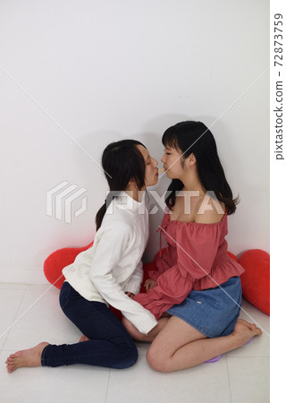 Female couple playing a pocky game 3 72873759