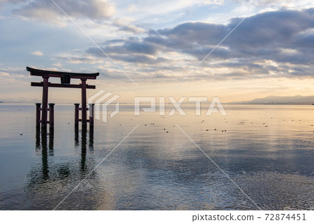 滋賀縣高島市白夕神社在晚上 72874451