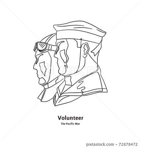 Line illustration of Japanese soldiers 72878472