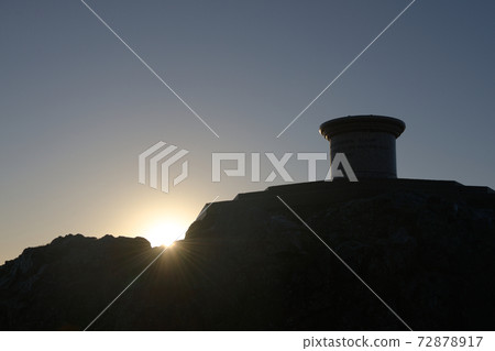 Sunrise behind the worcestershire beacon Toposcope. Medium perspective 72878917