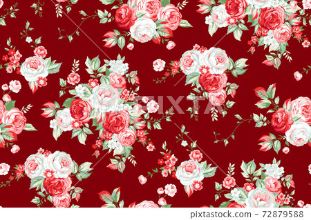 Seamless pattern with vintage roses - Stock Illustration [72879588] - PIXTA