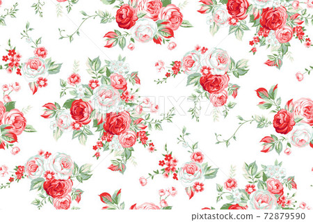 Seamless pattern with vintage roses - Stock Illustration [72879590] - PIXTA