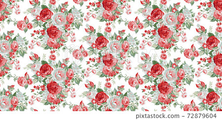 Seamless pattern with vintage roses - Stock Illustration [72879604] - PIXTA