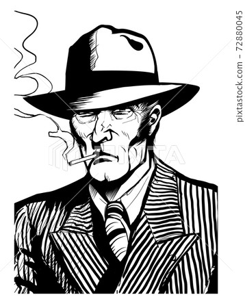 Gangster in the style of 1950 black and white graphic novel 72880045