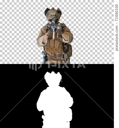 Soldier shoots aming and shooting with rifle, Alpha Channel with 72880100
