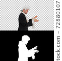 Man dressed like Mozart conducting while walking, Alpha Channel 72880107
