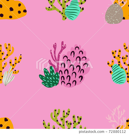 Bright underwater seamless pattern with beautiful corals. Bright underwater seamless pattern with beautiful corals. 72880112