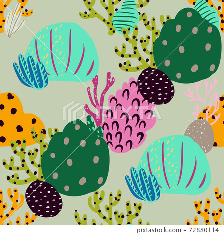 Bright underwater seamless pattern with beautiful corals. 72880114
