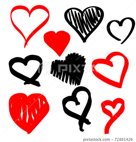 Set of hand drawn marker heart on white background. Set of hand drawn marker heart on white background. 72881426
