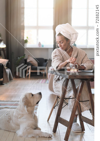 Woman drinking coffee in the morning 72882145