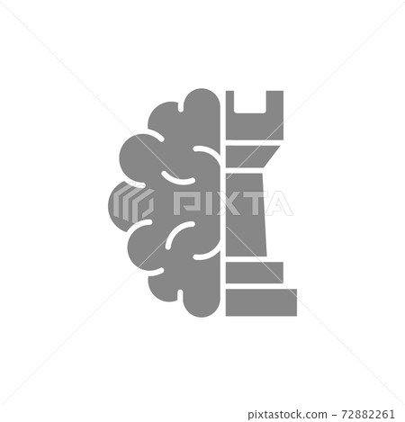 Rook chess with brain gray icon. Board game, table entertainment symbol Rook chess with brain gray icon. Board game, table entertainment symbol 72882261