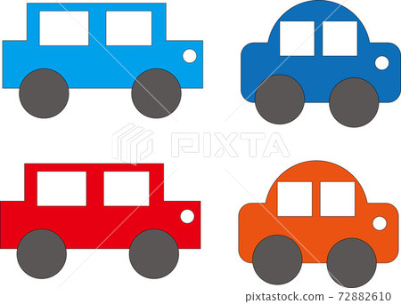 Blue or red square car and round car drive set illustration Blue or red square car and round car drive set illustration 72882610