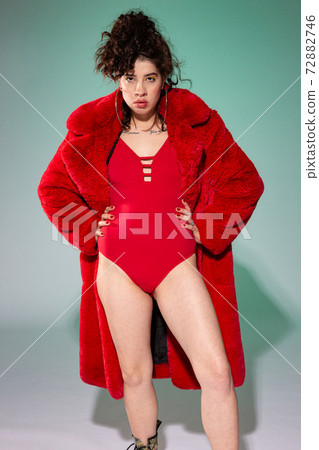 White young woman on green 72882746