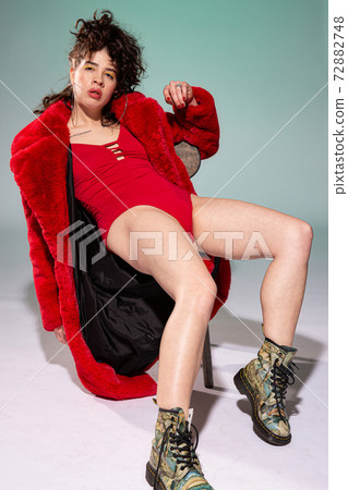 White young woman on green 72882748