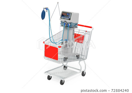 Shopping cart with medical ventilator ICU, 3D rendering 72884240
