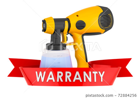 Painting spray gun warranty concept. 3D rendering Painting spray gun warranty concept. 3D rendering 72884256