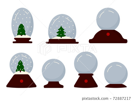 Xmas snow globe fir tree flat icon ball vector set Xmas snow globe fir tree flat icon ball vector set 72887217