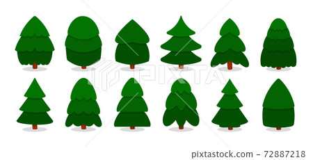 Green Christmas trees flat forest pine vector set Green Christmas trees flat forest pine vector set 72887218