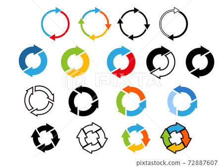 圓形連接的箭頭圖標插圖集 圓形連接的箭頭圖標插圖集 72887607
