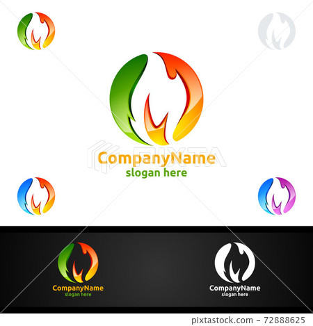 3D Fire Flame Element Vector Logo Design - Stock Illustration [72888625 ...
