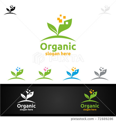 Natural and Organic Logo design template for Herbal, Ecology, Health, Yoga, Food, or Farm Concept 72889286