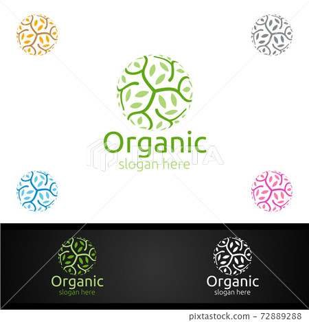 Natural and Organic Logo design template for Herbal, Ecology, Health, Yoga, Food, or Farm Concept 72889288