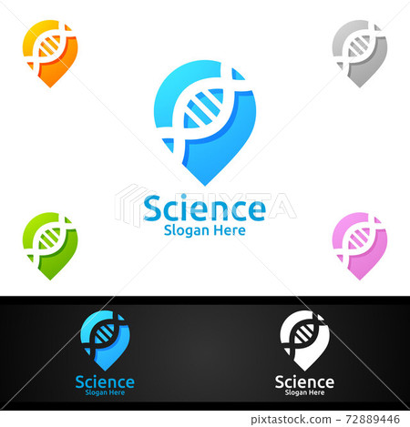 Pin Locator Science and Research Lab Logo for Microbiology, Biotechnology, Chemistry, or Education Design Concept 72889446