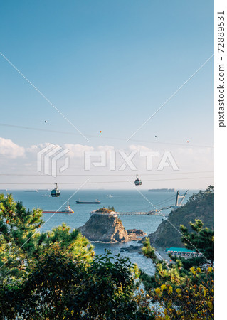 Amnam Park Songdo Yonggung Suspension Bridge and seascape in Busan, Korea Amnam Park Songdo Yonggung Suspension Bridge and seascape in Busan, Korea 72889531