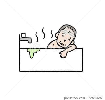 Illustration of an elderly person who gets a heat shock in the bathroom Illustration of an elderly person who gets a heat shock in the bathroom 72889697