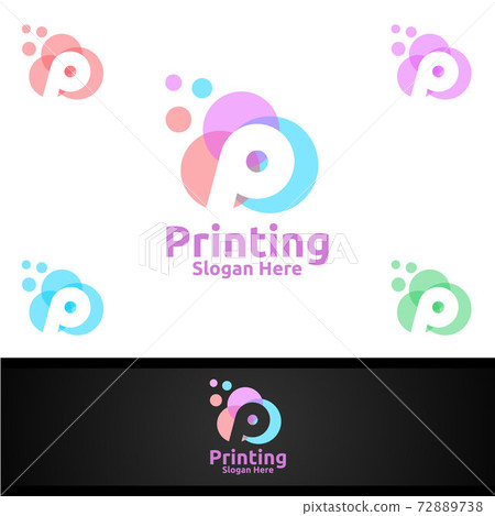Bubble Printing Company Vector Logo Design for Media, Retail, Advertising, Newspaper or Book Concept 72889738