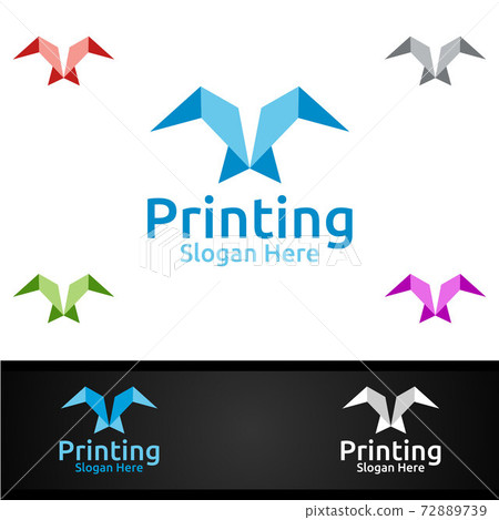 Fly Printing Company Vector Logo Design for Media, Retail, Advertising, Newspaper or Book Concept 72889739