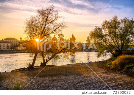 Morning at Vltava River in Prague 72890082