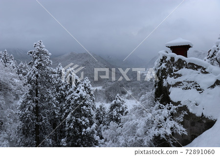 Yamadera, January, Snow, Winter, Yamagata Prefecture, Hojuyama Tateishi Temple 72891060