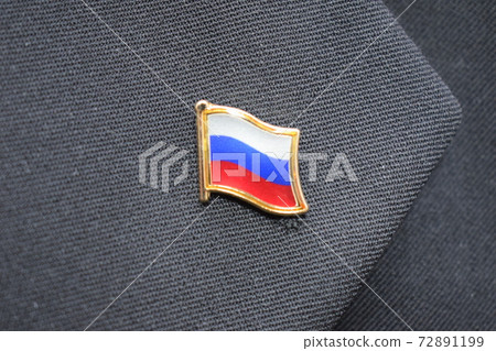Russia Flag lapel pin on a suit Russia Flag lapel pin on a suit 72891199